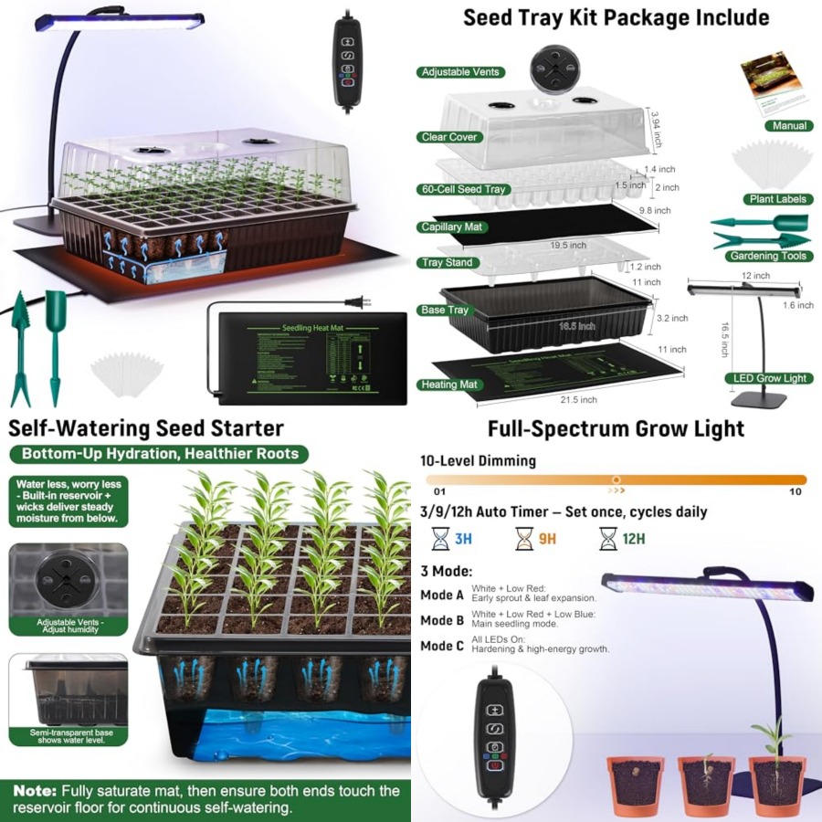60-Cell Self-Watering Seed Sta - Humidity Dome Kit 리뷰 및 가격
