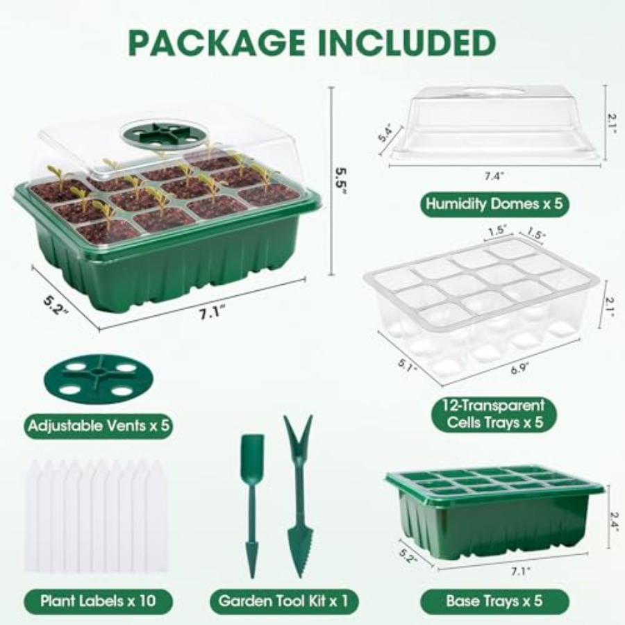 5 Packs Seed Starter Tray with - Humidity Dome Kit 리뷰 및 가격